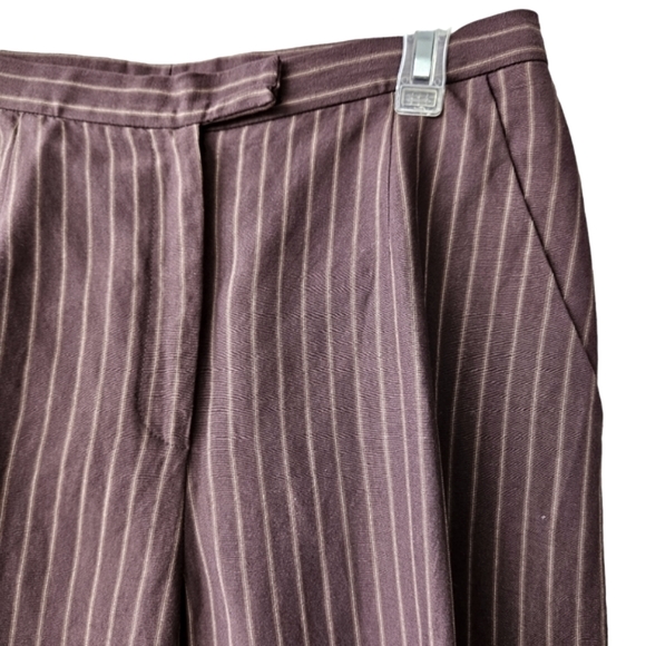 Vintage Holt Renfrew brown pinstripe skirt and pant suit set linen blend size 12 - Picture 9 of 16
